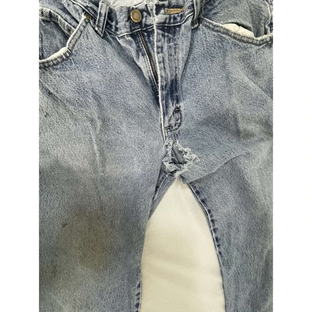Vtg Wrangler Jeans 32x32‎ Blue Wash Denim Thrashed Distressed Ripped Grunge Work